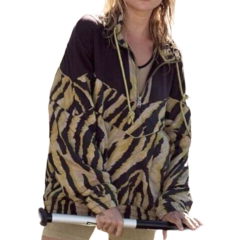NEW FREE PEOPLE OLIVE GREEN BLACK WALK THE LINE PULLOVER JACKET COAT LARGE - Picture 2 of 16
